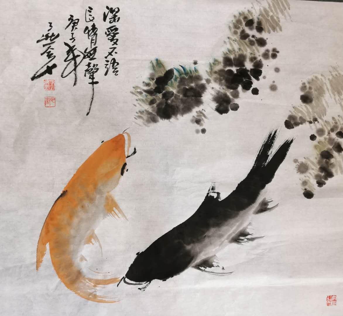 鱼水情·迎国庆—「朱海军书画作品展」在巩义偃月古城开展